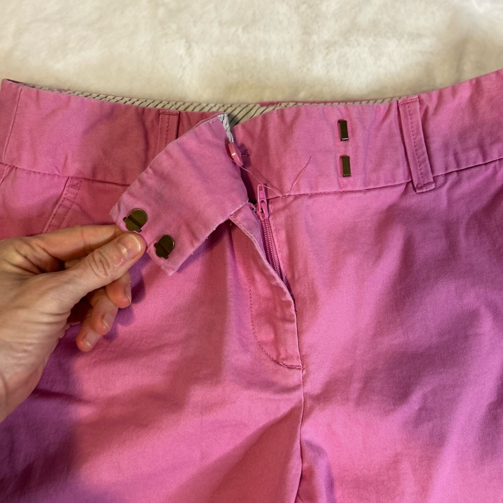 LOFT Pink Chino Shorts Mid Rise Flat Front Casual Summer 4 - Picture 3 of 9